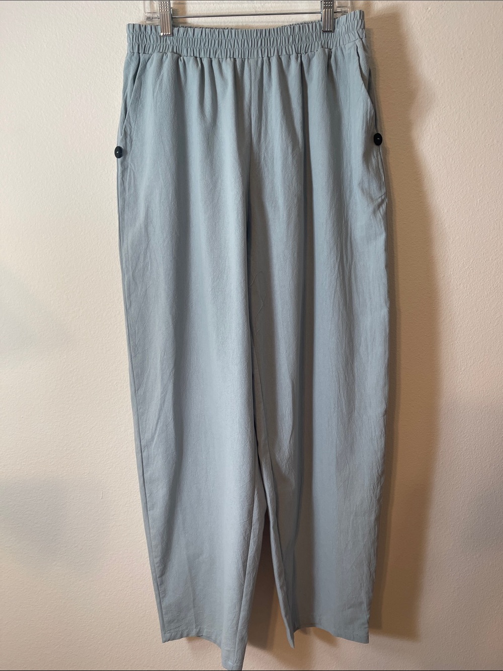 NWT C.O.Z.Y Cotton Sage Green Elastic-Waist Tapered Leg Pants